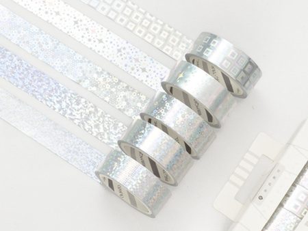 Washi Tape Metallic Silver Paper Foil - 5 PACKS SET For Sale