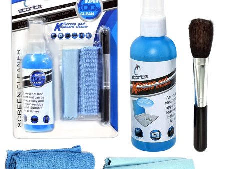 Storite 4 in 1 Professional Screen Cleaning Kit (100ML) for Laptops, Mobiles, LCD, LED, Computers, TV KCL-1025 (Includes Cleaning Solution, Cleaning Brush and 2 Microfiber Cloth) Hot on Sale