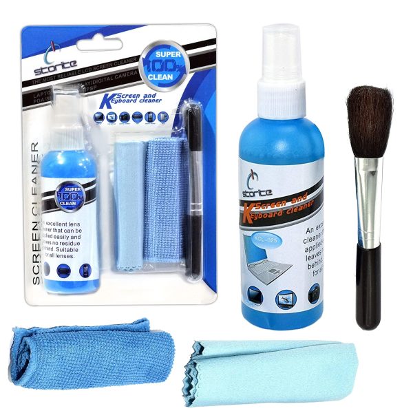 Storite 4 in 1 Professional Screen Cleaning Kit (100ML) for Laptops, Mobiles, LCD, LED, Computers, TV KCL-1025 (Includes Cleaning Solution, Cleaning Brush and 2 Microfiber Cloth) Hot on Sale