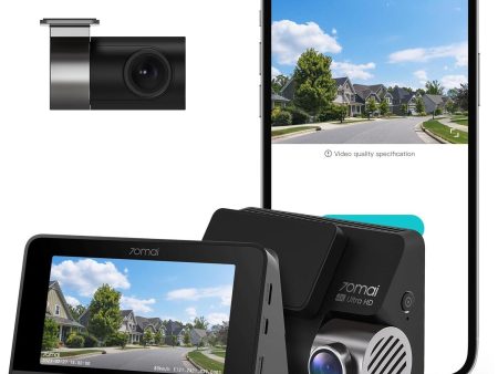 70mai A800S True 4K Dual Channel Car Dash Camera, 2160P Front & 1080P Rear, Built-in GPS Logger, IMX415 Sensor, ADAS, F1.8, 140° 7G Lens, 3D-DNR, 5GHz WiFi, Optional Parking Mode, Upto 128GB Supported For Discount