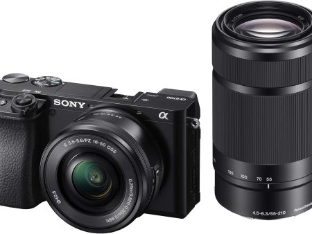 Sony Alpha ILCE-6100Y 24.2 MP Mirrorless Digital SLR Camera with 16-50 mm & 55-210 mm Zoom Lenses, APS-C Sensor, Fast Auto Focus,Real-time Eye AF,Real-time Tracking, Vlogging & Content Creation -Black Cheap