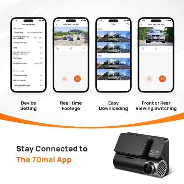 70mai A810 True 4K HDR Dual Vision Dash Cam, Built-in GPS Logger, ADAS, Starvis 2 IMX 678 150° Wide Sensor, Optional Parking Mode with Motion Detection & Time Lapse, Upto 256GB SD Sale