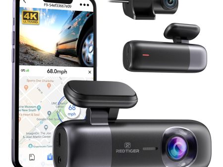 REDTIGER F9 Dash Cam 4K Front and Rear 1080P, Built-in WiFi GPS, Dual Dash Camera for Cars with 32GB Card, Loop Recording, Parking Mode, Smart App Control on Sale