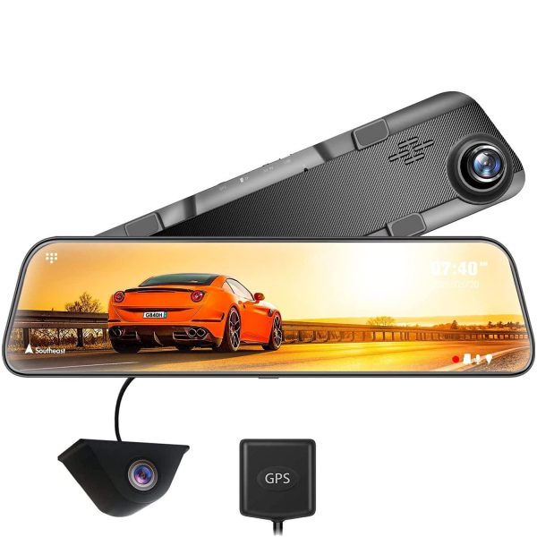 WOLFBOX G840H (UPGRADED) 2.5K Mirror Dual Dash Cam with Wifi | 12   Mirror Dash Cam Front & Rear | 1080P Rear View Mirror Dash Camera with 32GB TF Card & GPS | Super Night Vision & Parking Monitoring Online now