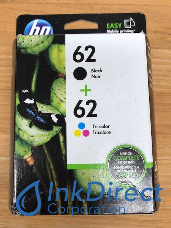 HP N9H64FN HP 62 Black & Tri-Color Ink Jet Cartridge ( 1 each C2P04AN C2P06AN ) For Cheap