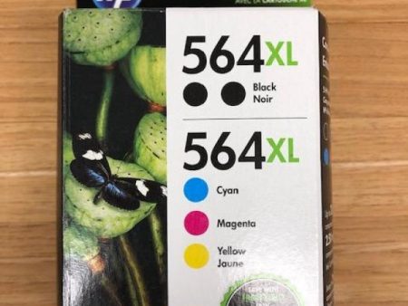 HP N9H68FN 564XL 2 Black and 1 each CMY Ink Jet Cartridge ( CN684WN CB322WN CB323WN CB324WN ) Fashion